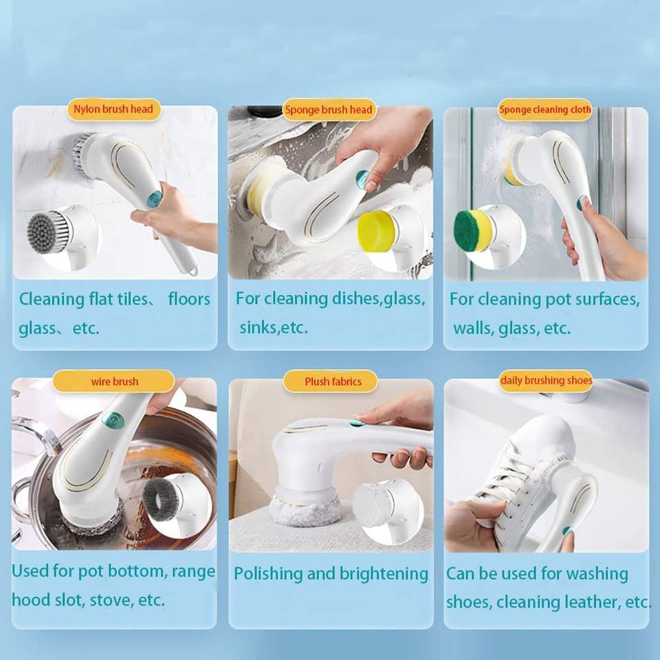 Electric Spin Scrubber For Bathroom Bathtub Cordless Cleaner Brush
