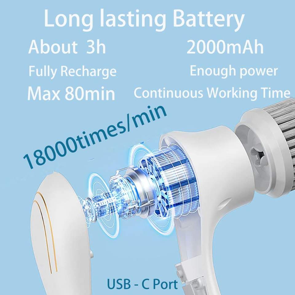 Electric Spin Scrubber For Bathroom Bathtub Cordless Cleaner Brush